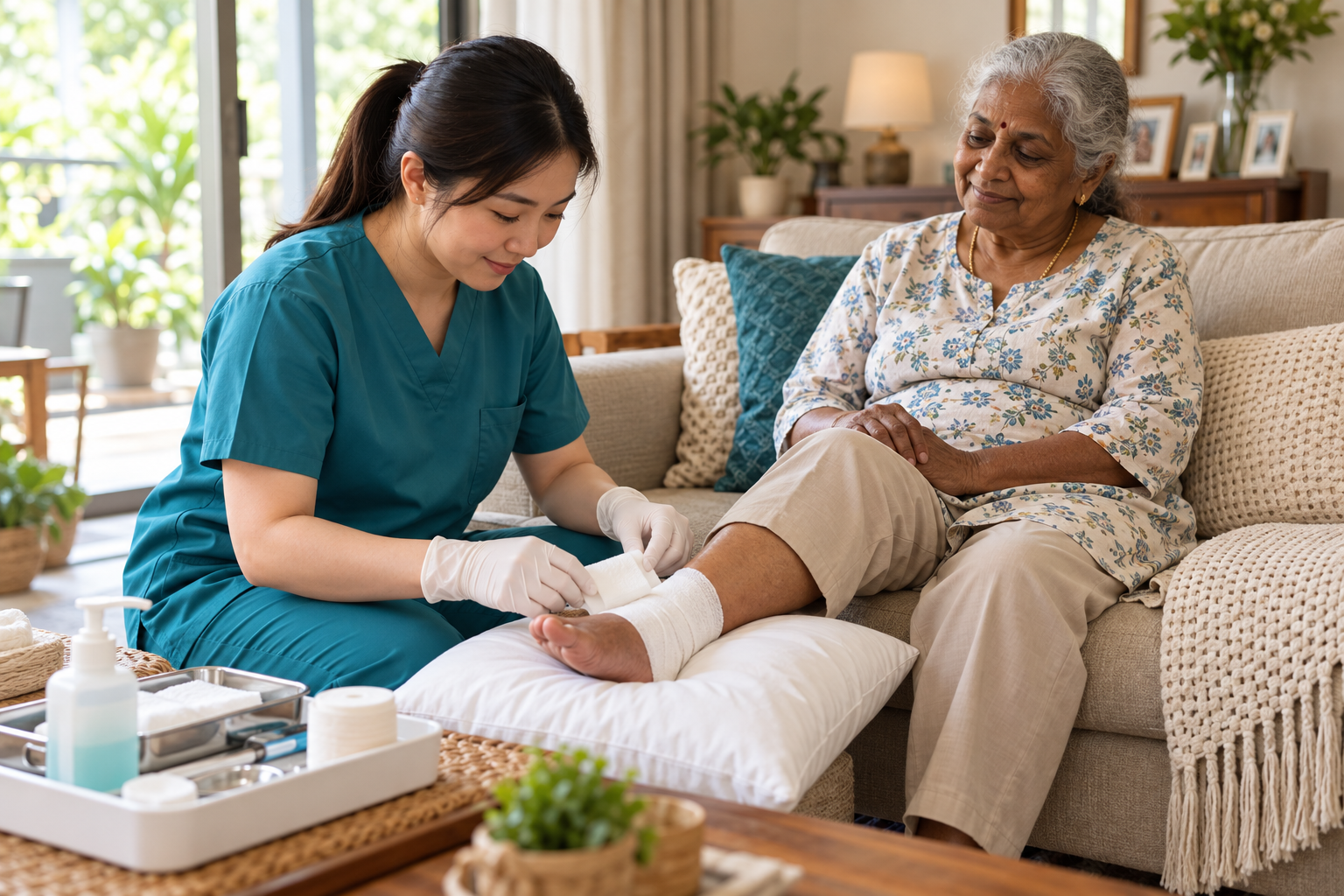 Illustrative care scene for Diabetic Wounds